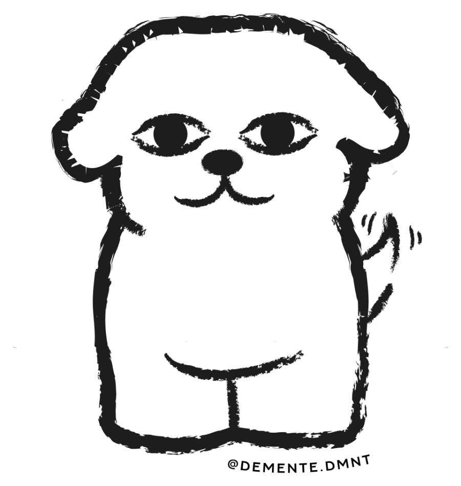 El perrito de Demente saludando